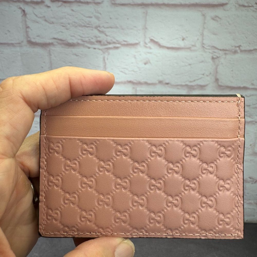 Gucci Pink Leather Wallet with Embossed Monogram